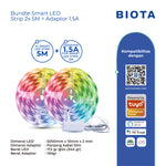 BIOTA Bundling Smart LED Strip - 2x LED Strip 5M with Adaptor 1.5A lampu emergency
