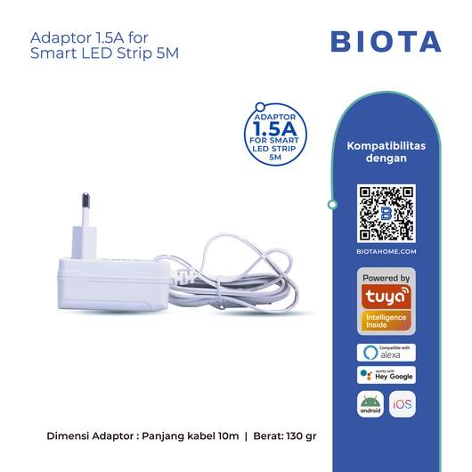 BIOTA Adapter 1.5A for Smart LED Strip 10 Meters