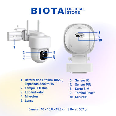 BIOTA Smart Camera Edge 4G + Solar Panel [Free Sim Card]