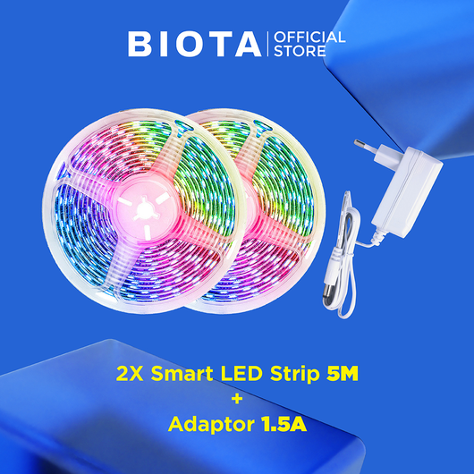 BIOTA Bundling Smart LED Strip - 2x LED Strip 5M with Adaptor 1.5A lampu  emergency