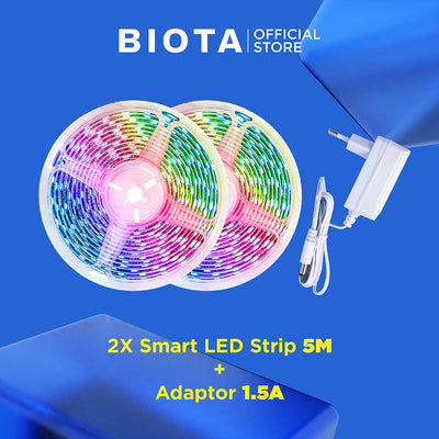 BIOTA Bundling Smart LED Strip - 2x LED Strip 5M with Adaptor 1.5A lampu  emergency
