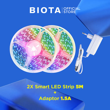 BIOTA Bundling Smart LED Strip - 2x LED Strip 5M with Adaptor 1.5A lampu  emergency