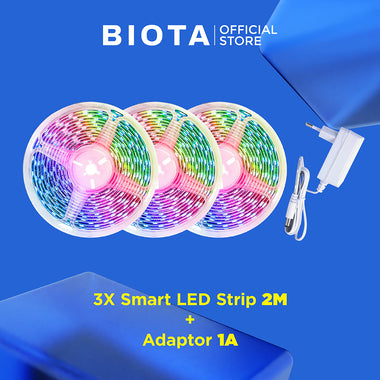 BIOTA Bundling Smart LED Strip - LED Strip 2M with Adaptor 1A lampu  emergency