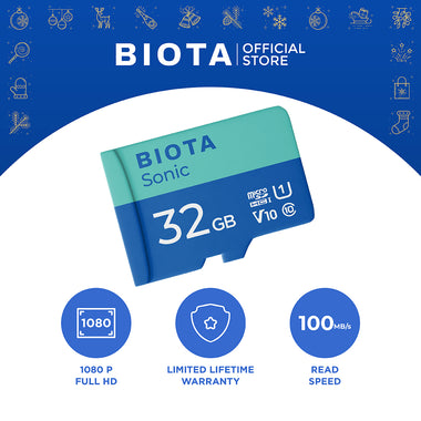 BIOTA PARCEL NATAL DAN TAHUN BARU - Paket 3 - Smart Camera Indoor Fixed + Smart Camera Indoor PTZ + Memory Card Sonic 32GB 2Pcs