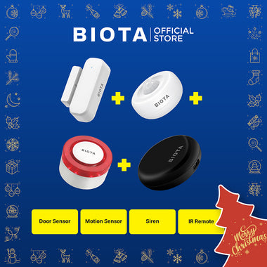 BIOTA PARCEL NATAL DAN TAHUN BARU - Paket 7 - Smart Door Sensor + Smart Motion Sensor + Smart Siren + Smart Universal IR Remote