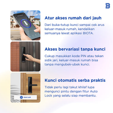 BIOTA PARCEL NATAL DAN TAHUN BARU - Paket 9 - Smart Door Lock Plus + Smart Wall Switch 1 Gang White + 2 Gang White + 3 Gang White + [Free] Smart Wall Socket White