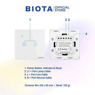 BIOTA PARCEL NATAL DAN TAHUN BARU - Paket 9 - Smart Door Lock Plus + Smart Wall Switch 1 Gang White + 2 Gang White + 3 Gang White + [Free] Smart Wall Socket White