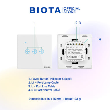 BIOTA PARCEL NATAL DAN TAHUN BARU - Paket 9 - Smart Door Lock Plus + Smart Wall Switch 1 Gang White + 2 Gang White + 3 Gang White + [Free] Smart Wall Socket White
