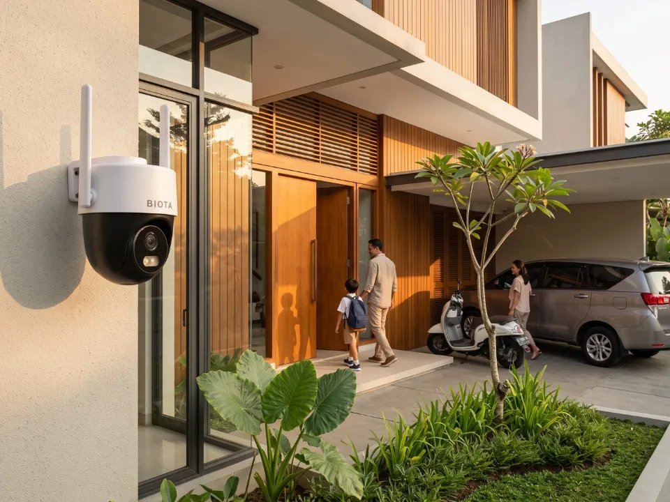 Jangkauan putaran kamera BIOTA Outdoor PTZ di halaman