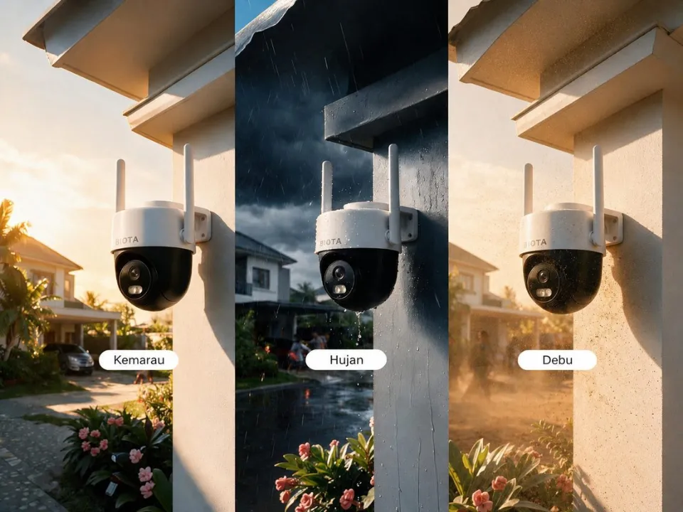 Kamera BIOTA Outdoor PTZ saat hujan